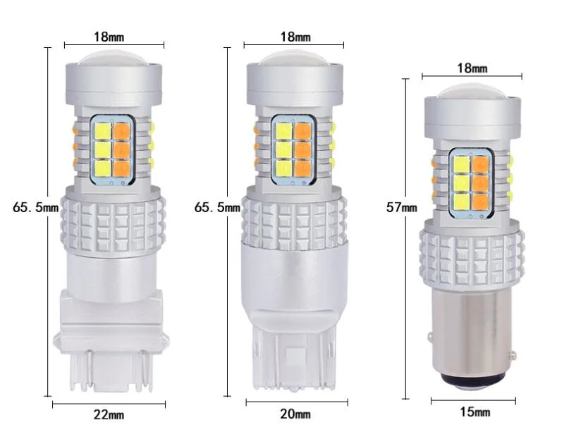 3157 7443 1156 1157 T20 T25 Car Amber White LED Dual Color Lamp Switch Back LED Reverse Light signal LED Tail Light